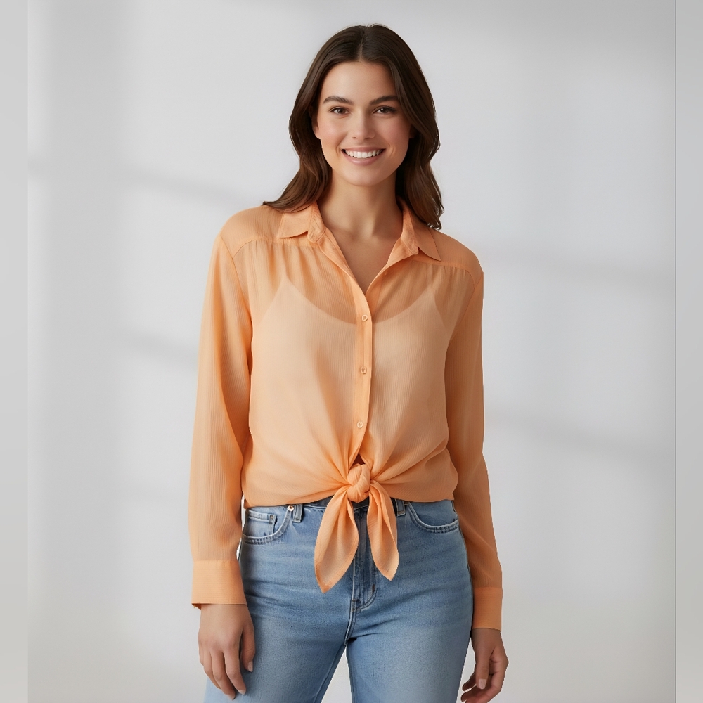 Express Peach Button-Up Shirt